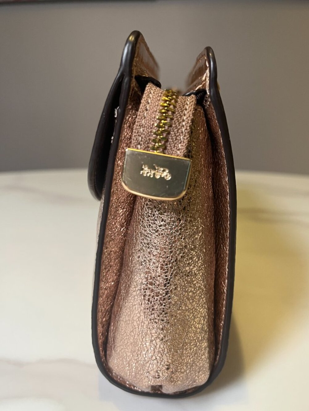 Coach Rose Gold Metallic Leather Clutch - Picture 4 of 13